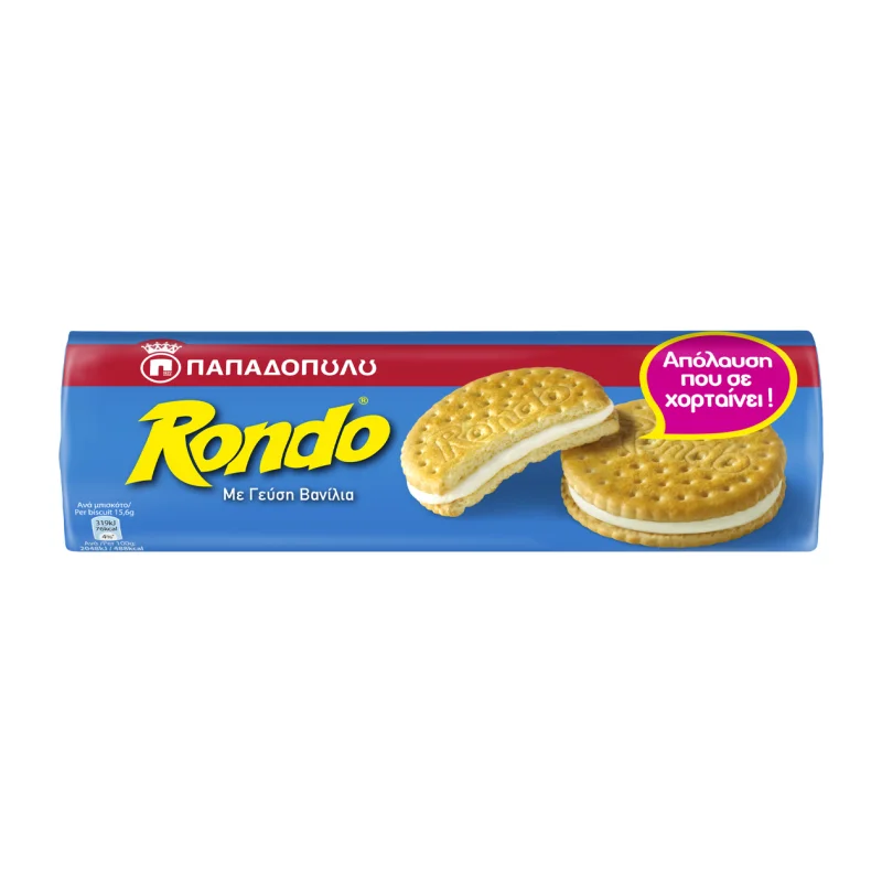 Παπαδοπούλου Rondo Μπισκότα Γεμιστά Με Βανίλια 250 gr -0,20€