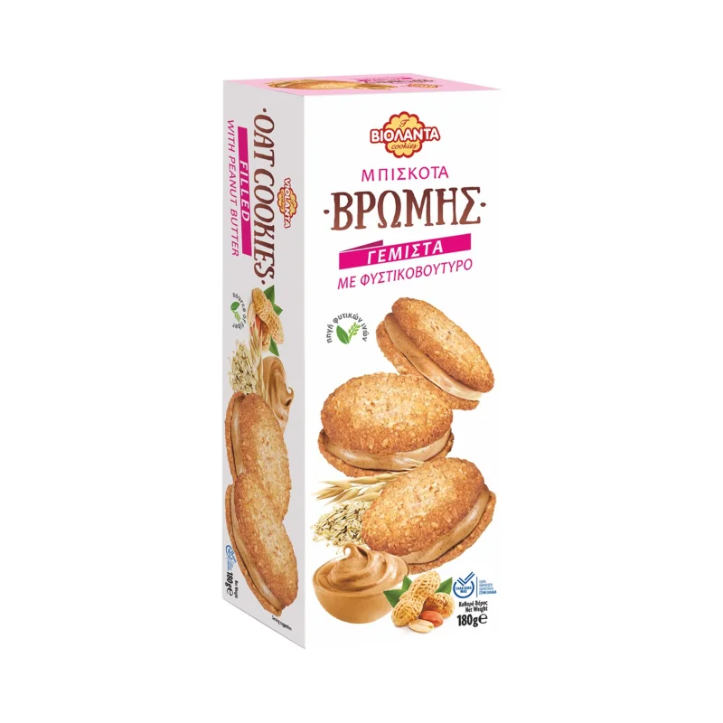 ΒΙΟΛΑΝΤΑ Μπισκότα Γεμιστά Βρώμης με Φιστικοβούτυρο 180g