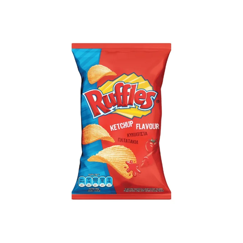 RUFFLES 120G CHIPS ΚΥΜΑΤΙΣΤΑ KETCHUP