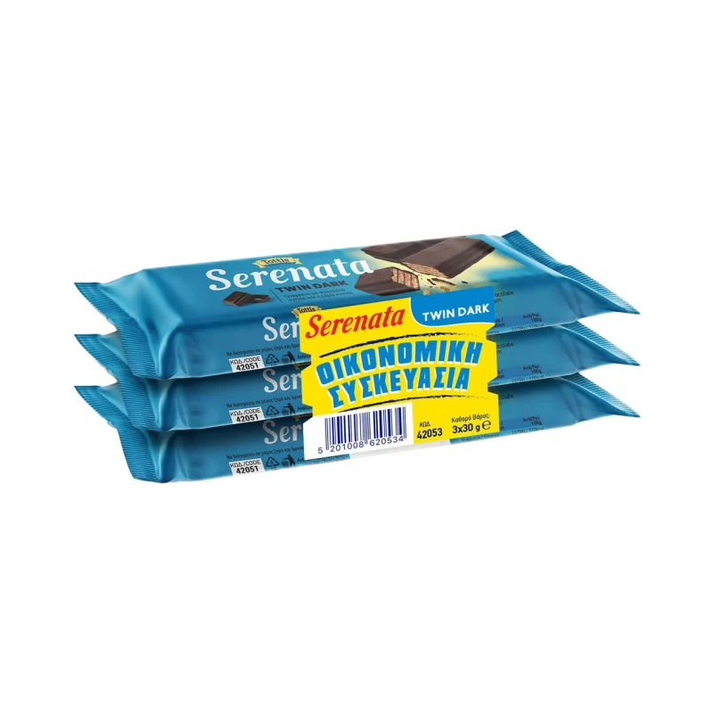 SERENATA Γκοφρέτα Twin Dark Σοκολάτα Υγείας 3x30g