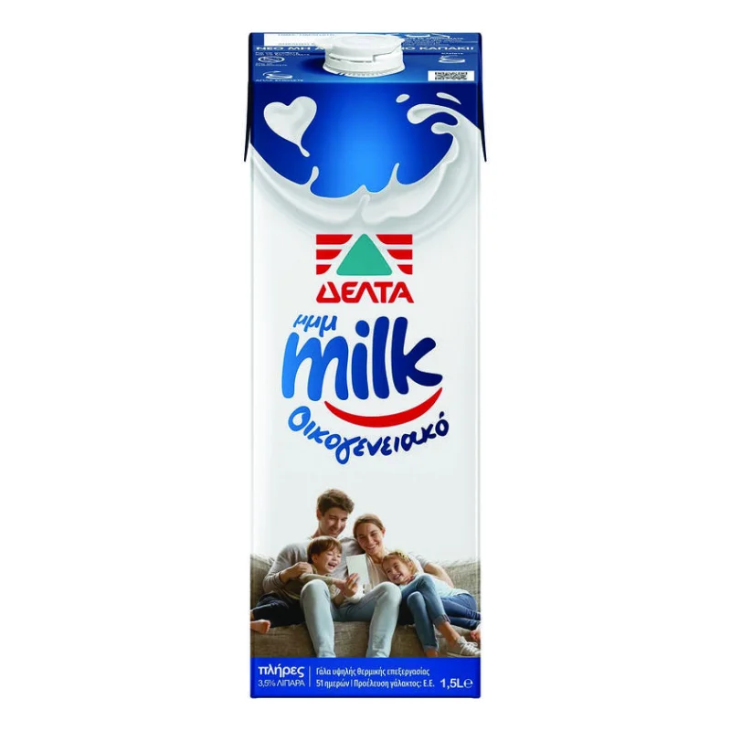 ΔΕΛΤΑ μμμMilk Οικογενειακό Γάλα Υψηλής Παστερίωσης Πλήρες 3,5% 1,5 L
