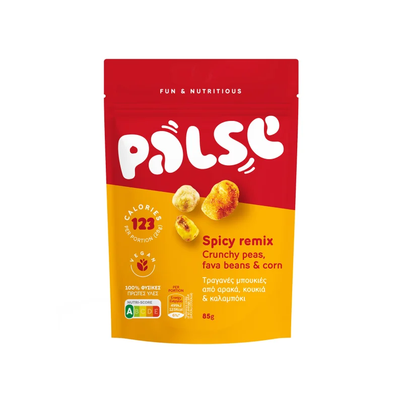 Palse μπουκιές crunchy απο αρακά, κουκιά & καλαμπόκι spicy 85g