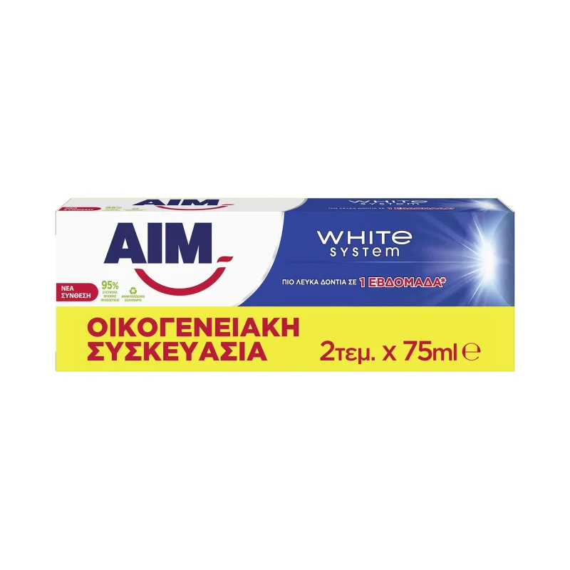 aim οδοντόκρεμα white system 2 × 75 ml
