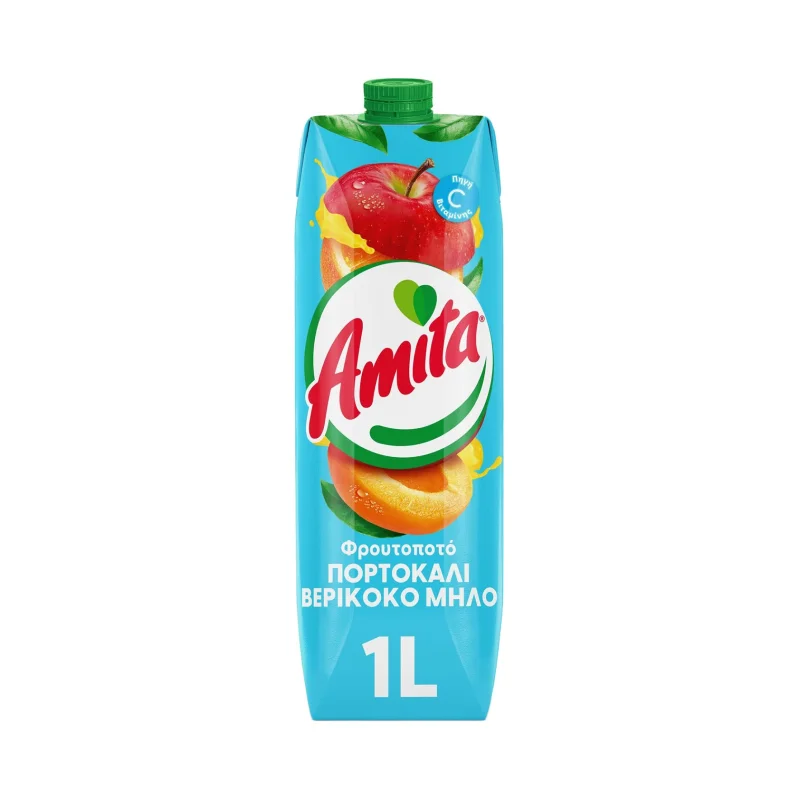 amita φρουτοποτό πορτοκάλι βερίκοκο μήλο 1 L