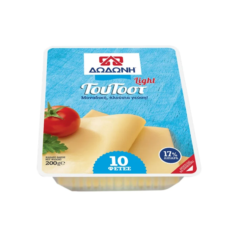 Δωδώνη Του τοστ light τυρί ημίσκληρο χαμηλά λιπαρά σε φέτες 200g