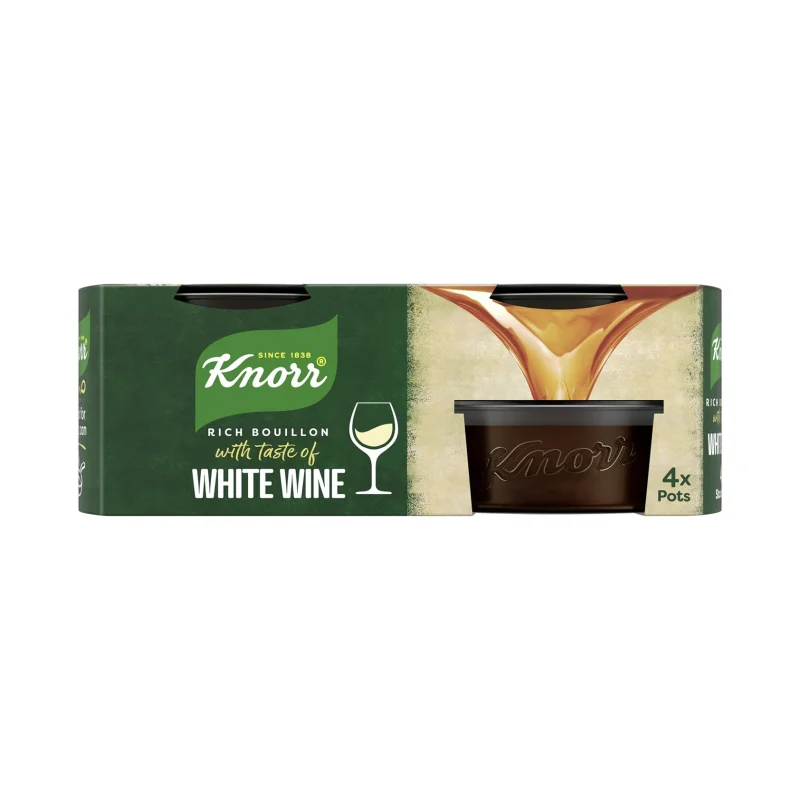 KNORR Σπιτικός Ζωμός με γεύση Λευκό Κρασί Vegan Χωρίς γλουτένη 4x26g