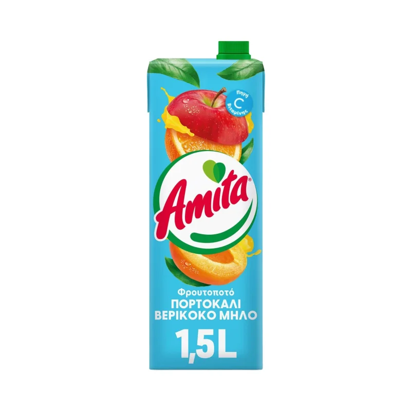 amita φρουτοποτό πορτοκάλι βερίκοκο μήλο 1,5 L