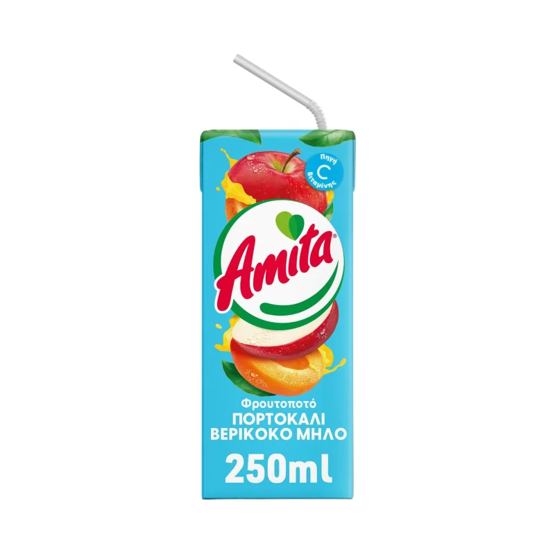 amita φρουτοποτό πορτοκάλι βερίκοκο μήλο 250 ml