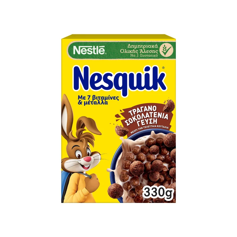 Nesquik δημητριακά ολικής άλεσης σοκολατένια γεύση με 7 βιταμίνες & μέταλλα 330g