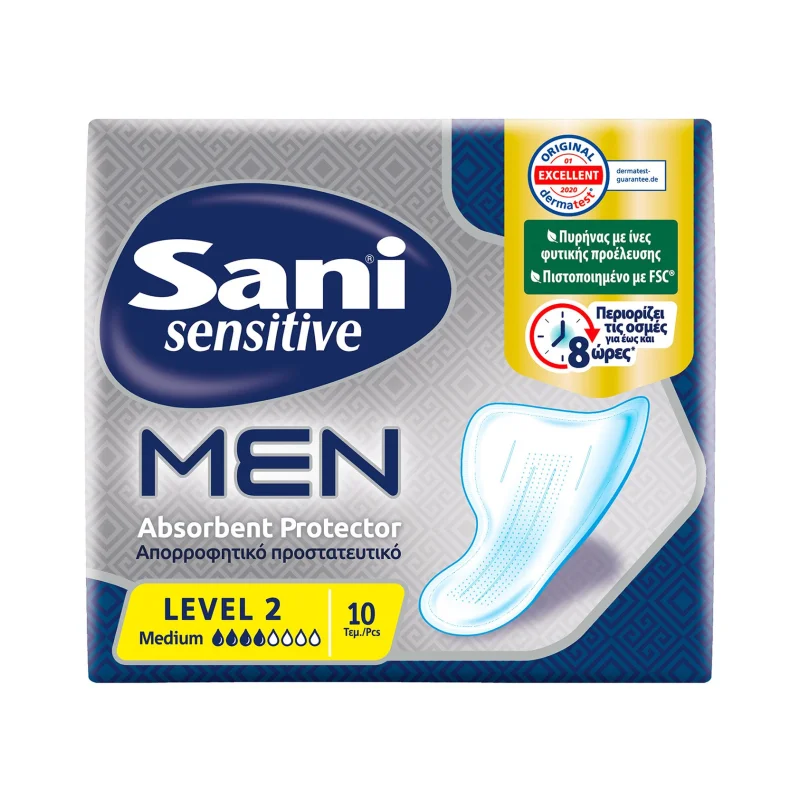 SANI Sensitive Men Επιθέματα Ακράτειας Level 2 Medium 10τεμ