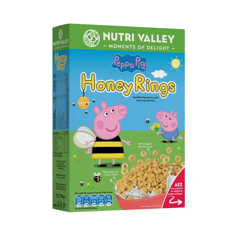 Nutri Valley Δημητριακά Peppa Pig Honey Rings 375 g