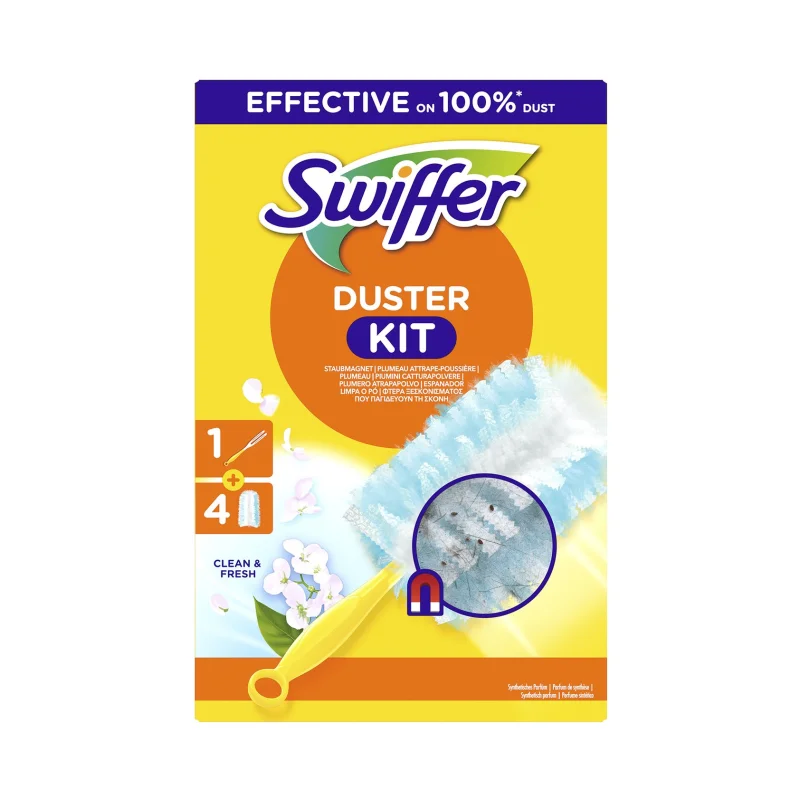 SWIFFER Duster Kit Clean & Fresh 1 Σετ με 1 Λαβή και 4 Αρωματικά Ανταλλακτικά Φτερά Ξεσκονίσματος