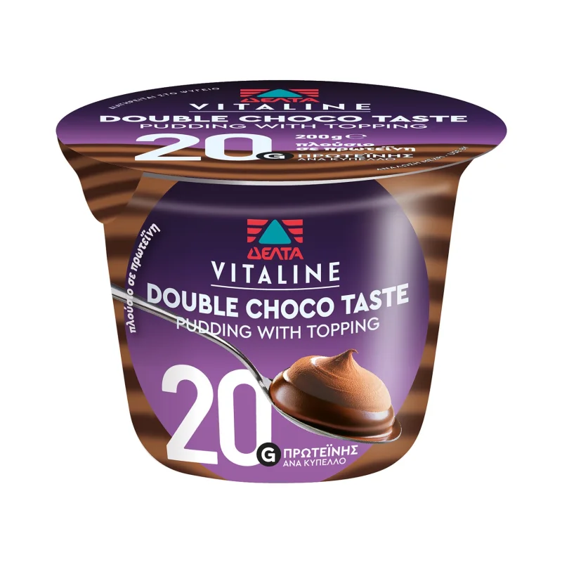ΔΕΛΤΑ Vitaline Protein Πουτίγκα Διπλή Σοκολάτα με Topping 200g