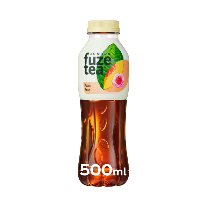 FUZE TEA Zero Μαύρο Τσάι Ροδάκινο και Τριαντάφυλλο Χωρίς Ζάχαρη 500ml