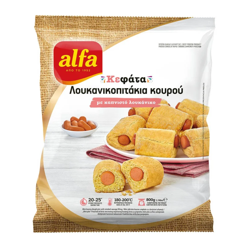 ALFA Κεφάτα Λουκανικοπιτάκια Κουρού με Καπνιστό Λουκάνικο 800g