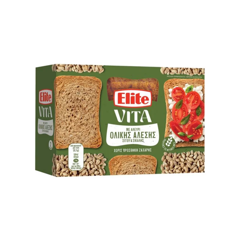 ELITE Vita Φρυγανιές Ολικής Άλεσης Σίτου και Σίκαλης 180g