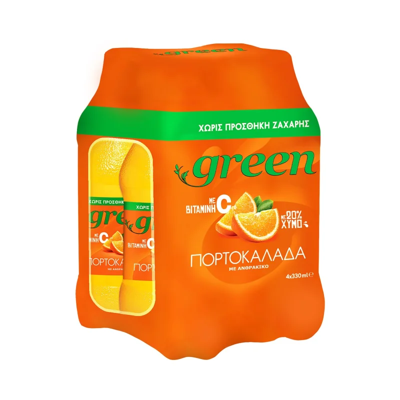 GREEN Πορτοκαλάδα με Ανθρακικό 4x330ml