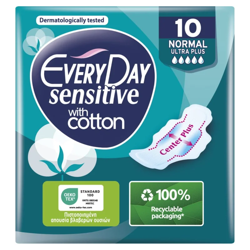 EVERYDAY Sensitive Cotton Ultra Plus Σερβιέτες Normal 10 Τεμάχια