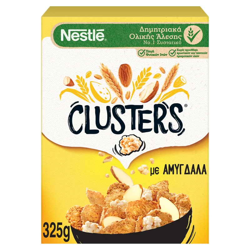 NESTLE Clusters Δημητριακά Ολικής Άλεσης με Αμύγδαλα 325g