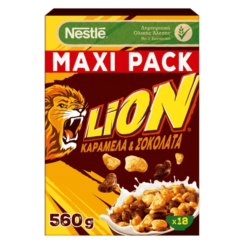 NESTLE Lion Δημητριακά Ολικής Άλεσης με Καραμέλα & Σοκολάτα 560g