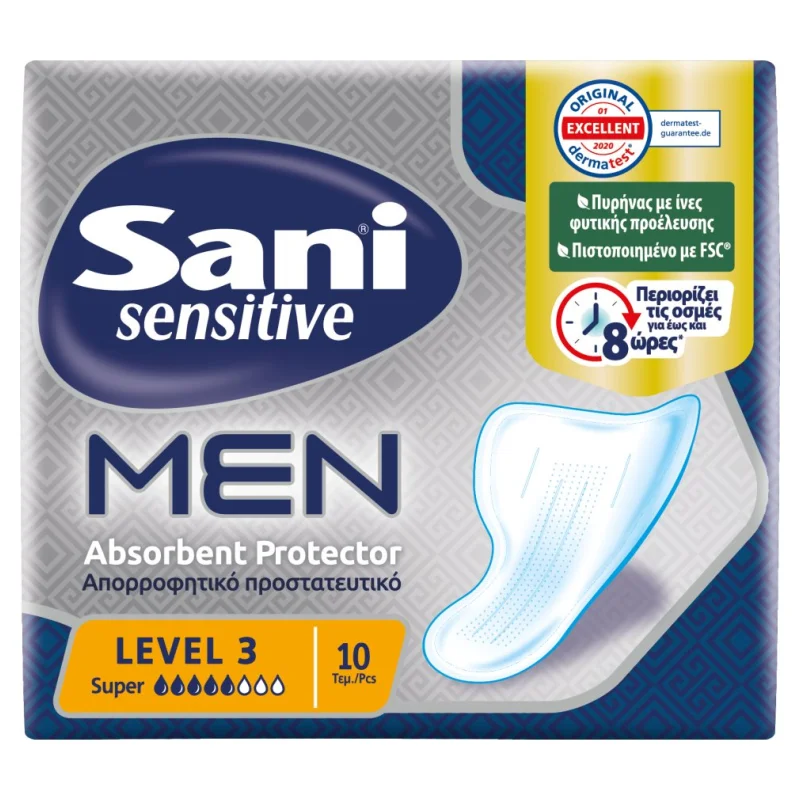 SANI Sensitive Men Επιθέματα Ακράτειας Level 3 Super 10 Τεμάχια