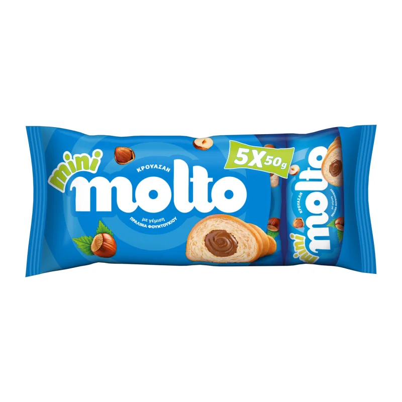 MOLTO Mini Κρουασάν με Πραλίνα Φουντουκιού 5x50g