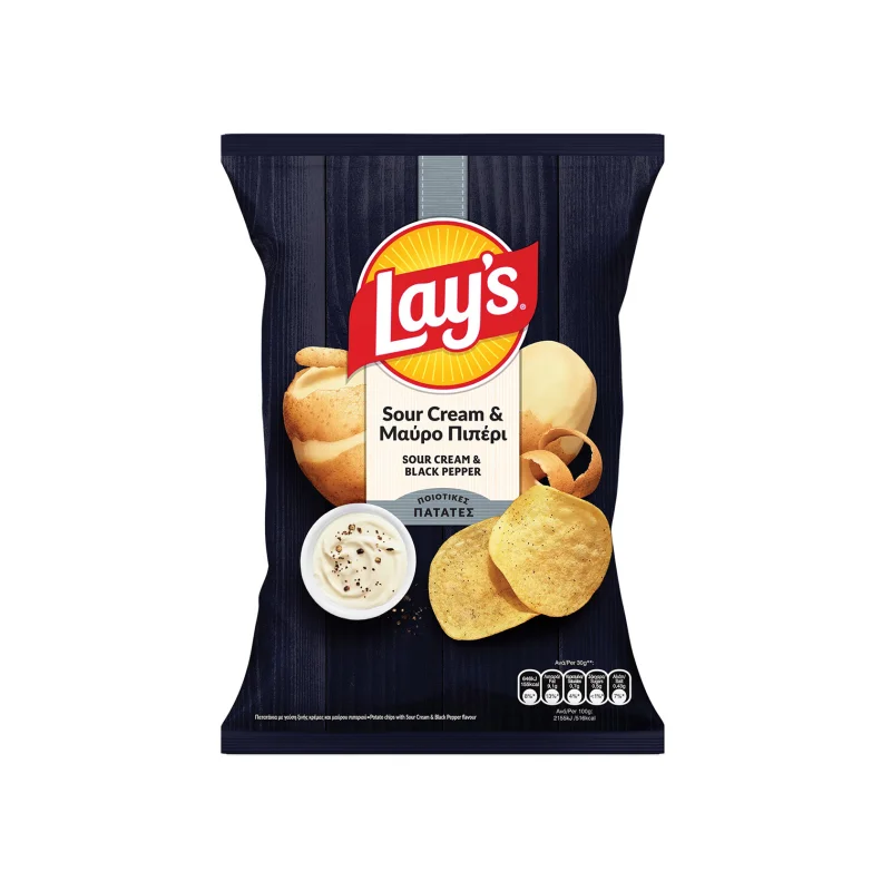 LAYS Πατατάκια Sour Cream και Μαύρο Πιπέρι 120g