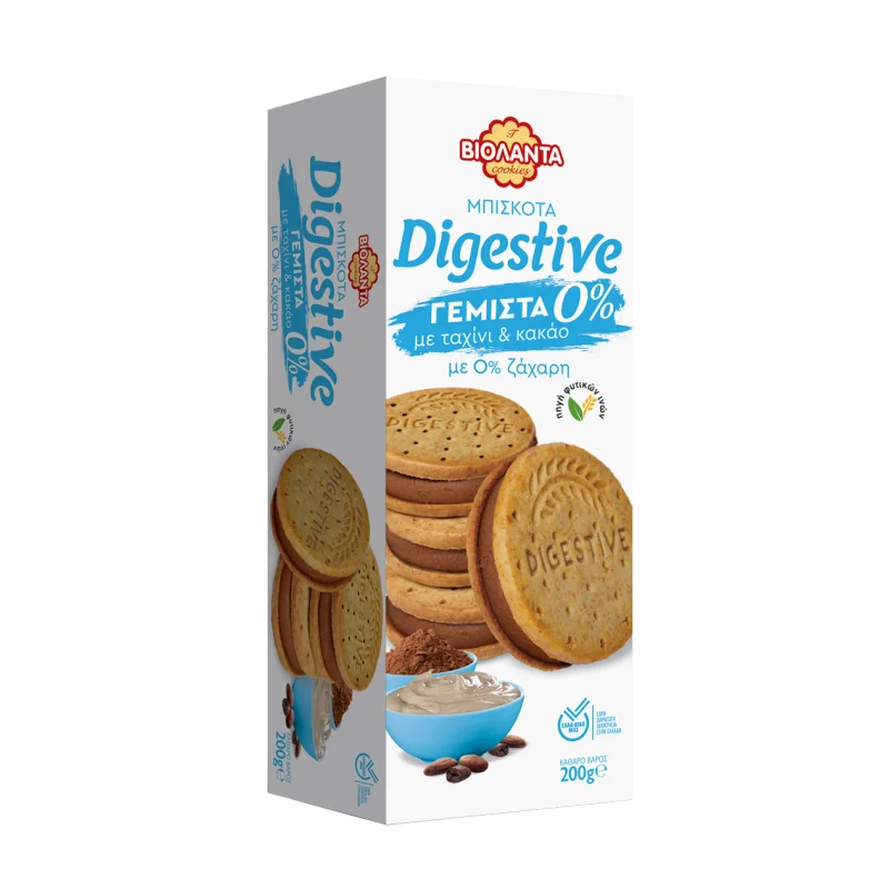ΒΙΟΛΑΝΤΑ Digestive Γεμιστά Μπισκότα με Ταχίνι και Κακάο 0% Ζάχαρη 200g