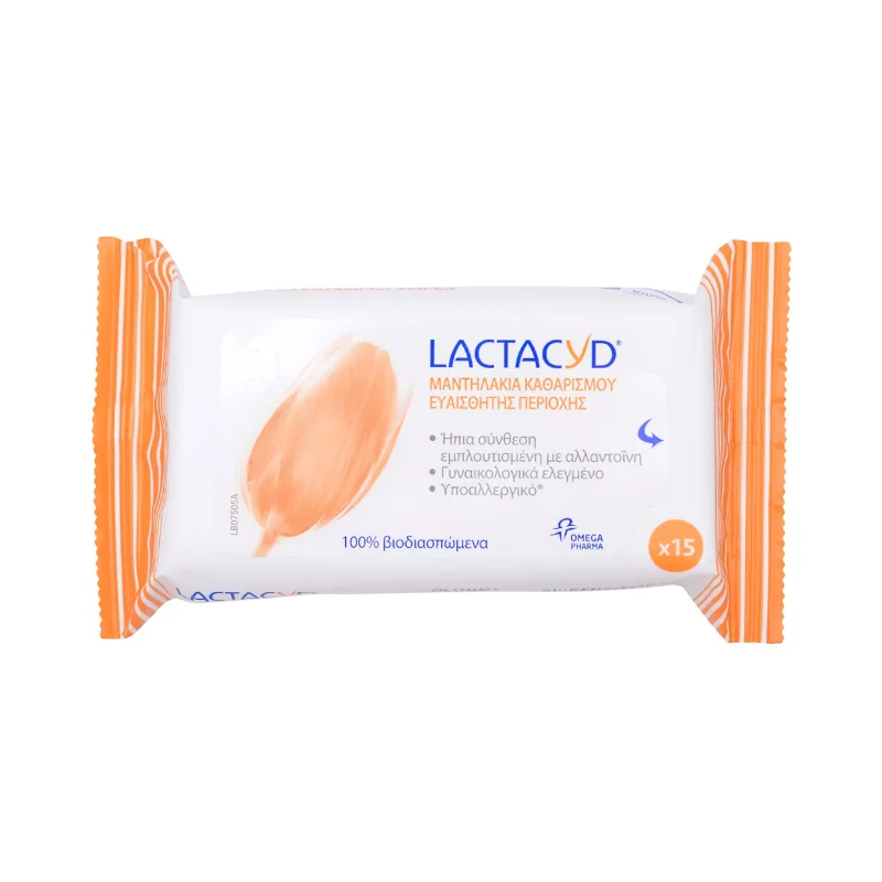 LACTACYD Υγρά Μαντηλάκια Ευαίσθητης Περιοχής 15τεμ