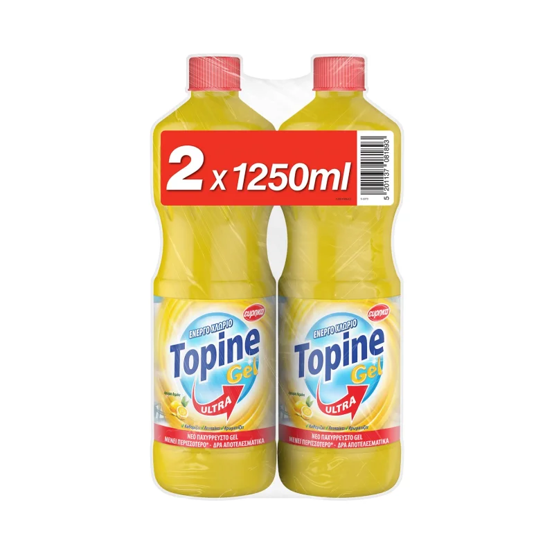 TOPINE Gel Ultra Χλωροκαθαριστικό Λεμόνι 2x1,25L