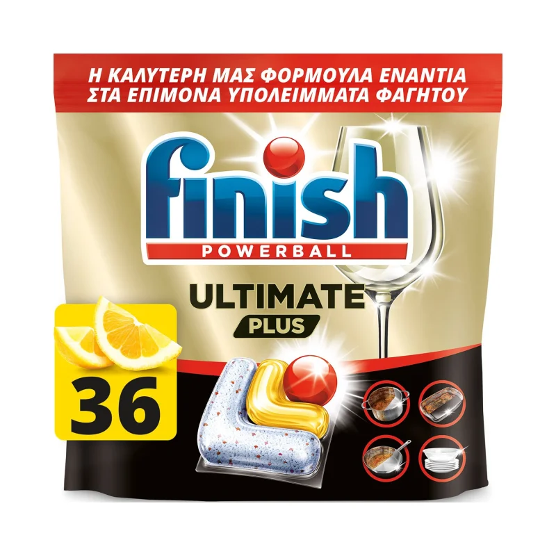 FINISH Powerball Ultimate Plus Κάψουλες Πλυντηρίου Πιάτων Λεμόνι 36τεμ