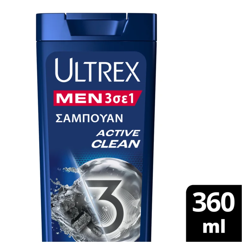 ULTREX Men Active Clean 3σε1 Σαμπουάν 360ml