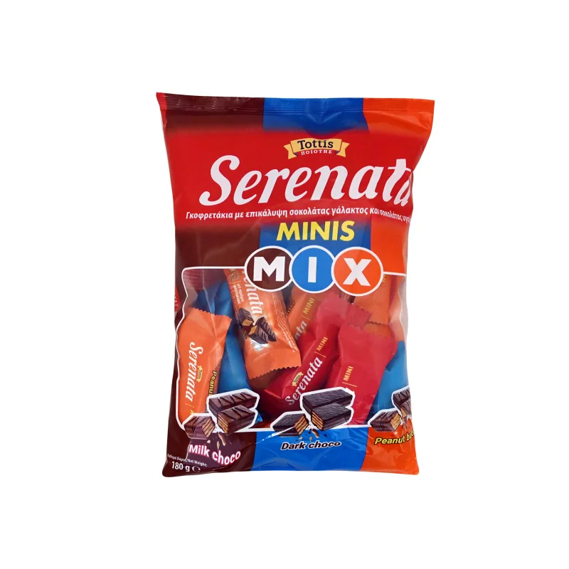 SERENATA Minis Mix Γκοφρετάκια με Σοκολάτα Γάλακτος και Υγείας 180g