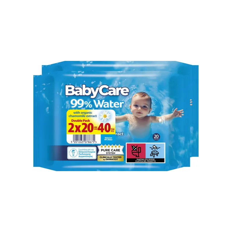BABYCARE 99% Water Μωρομάντηλα 2x20τεμ