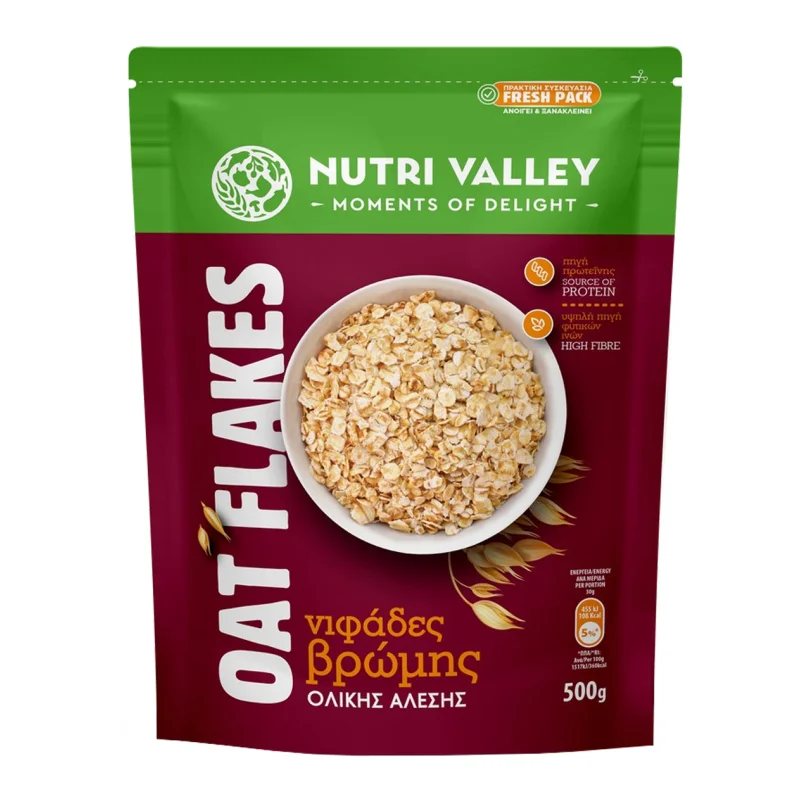 NUTRI VALLEY Νιφάδες Βρώμης Ολικής Άλεσης 500g