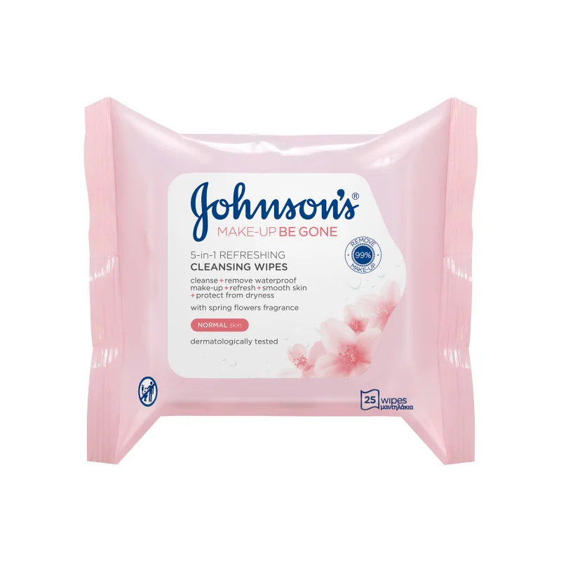 JOHNSON'S Refreshing Μαντιλάκια Καθαρισμού Προσώπου για Κανονική Επιδερμίδα 25τεμ