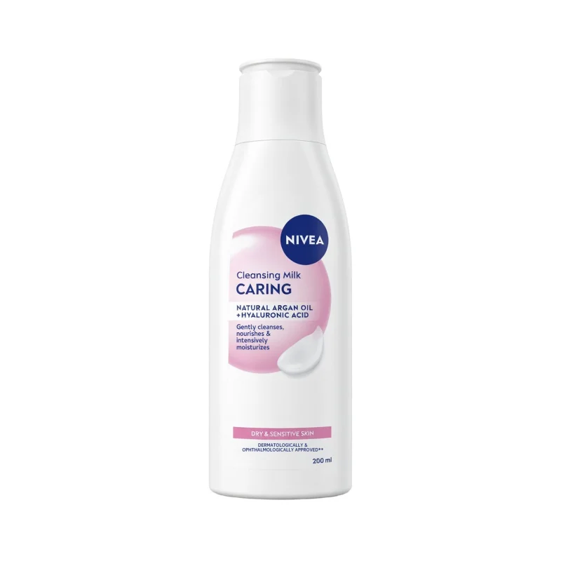 NIVEA Caring Γαλάκτωμα Καθαρισμού με Αμυγδαλέλαιο για Ξηρή Επιδερμίδα 200ml