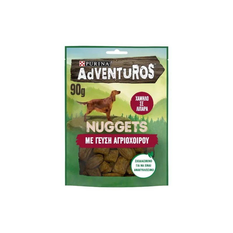 PURINA Adventuros Nuggets Σνακ Σκύλου με Γεύση Αγριόχοιρου 90g