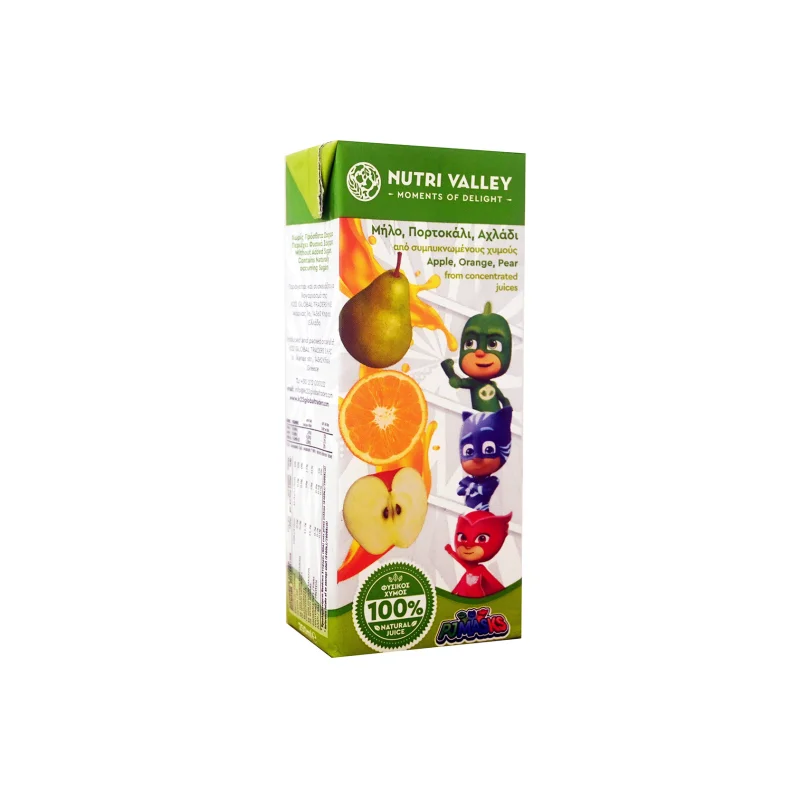 NUTRI VALLEY Pj Masks Φυσικός Χυμός Μήλο Πορτοκάλι & Αχλάδι 250ml