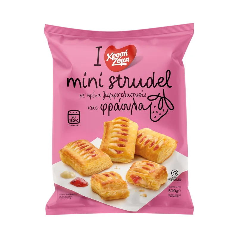 ΧΡΥΣΗ ΖΥΜΗ Mini Strudel με Κρέμα Ζαχαροπλαστικής & Φράουλα 500g