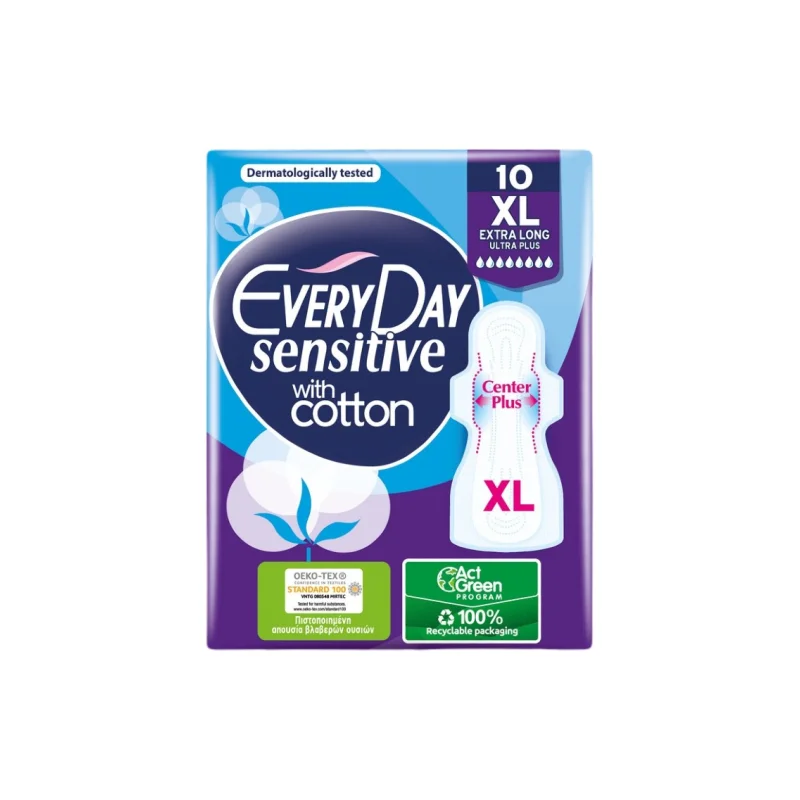 Everyday Sensitive Cotton Ultra Plus Extra Long XL Σερβιέτες 10τεμ