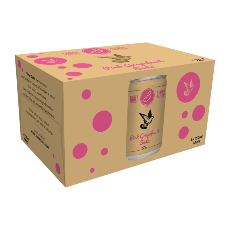 Three Cents Pink Grapefruit Soda 6x150ml