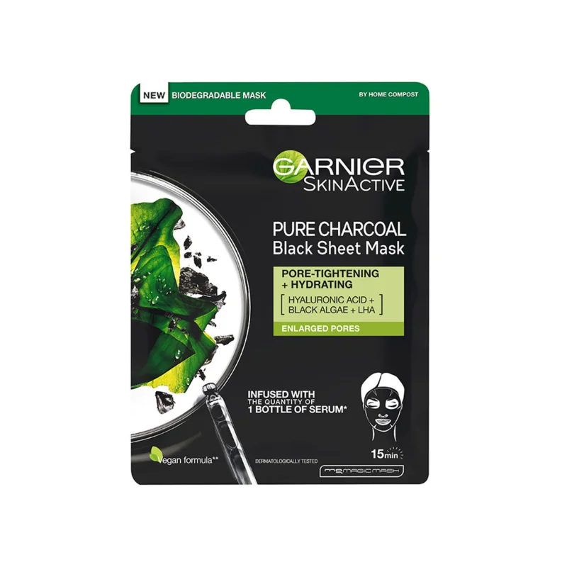 GARNIER Pure Charcoal Black Υφασμάτινη Μάσκα Προσώπου 28g
