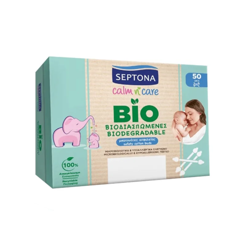 SEPTONA Baby Calm n' Care Μπατονέτες Ασφαλείας Βιοδιασπώμενες 50τεμ