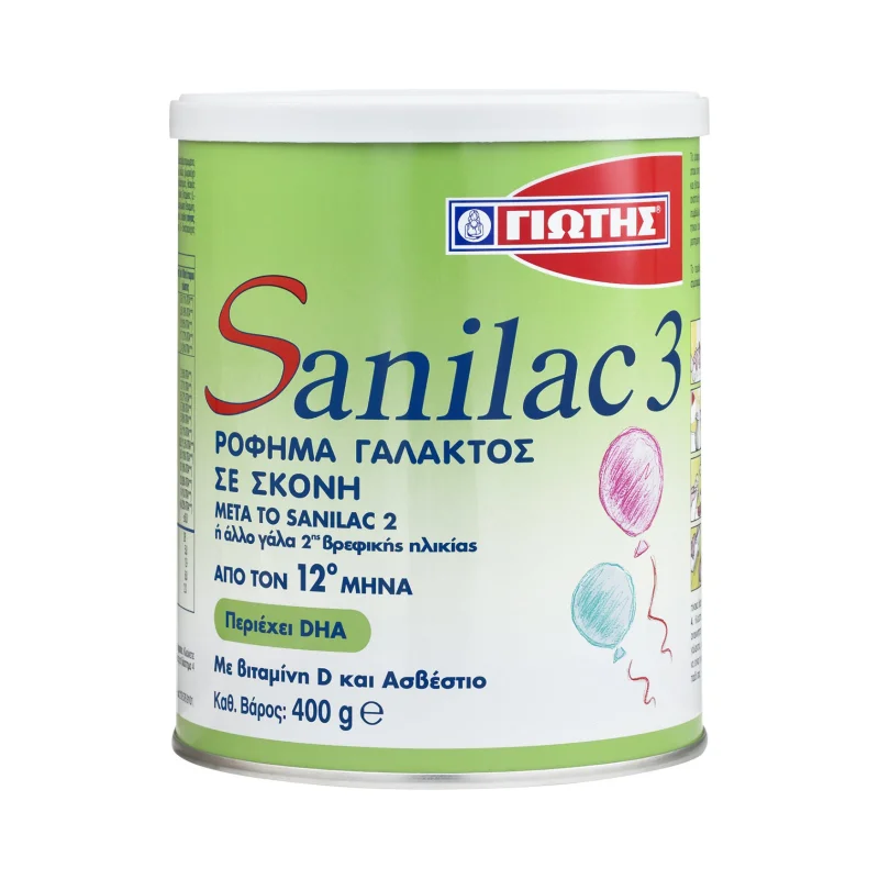 Sanilac 3 Γάλα 3ης Βρεφικής Ηλικίας 12+ Μηνών σε σκόνη 400gr