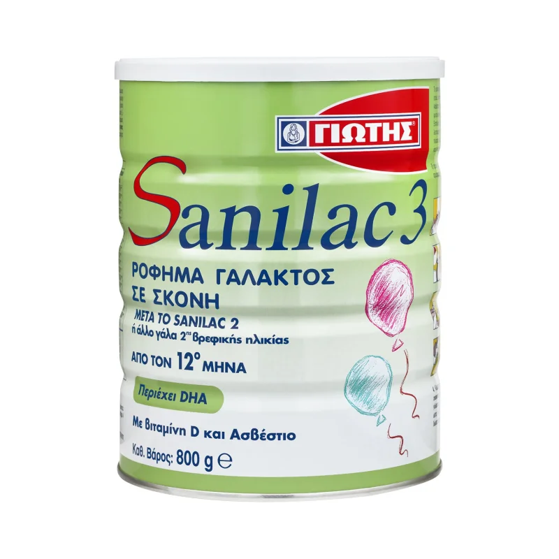 Sanilac 3 Γάλα 3ης Βρεφικής Ηλικίας 12+ Μηνών σε σκόνη 800gr