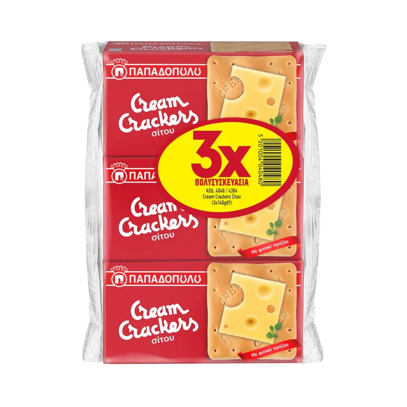 ΠΑΠΑΔΟΠΟΥΛΟΥ Cream Crackers Σίτου 3 × 140 g
